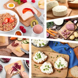 bonsport Set of 6 Breakfast Chopping Boards Made of Bamboo Wood, 22 x 14 x 0.8 cm