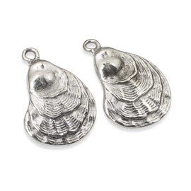 Generic 2 Silver Oyster Charms - Coastal Oyster Shell Pendants - Ocean Inspired Jewelry - Beach Earrings - Necklace Pendants - Nunn Design