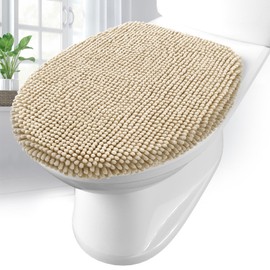 Arotive Soft Chenille Bathroom Toilet Lid Cover, 17.5x15, Beige