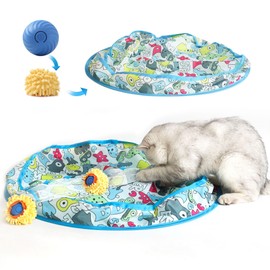 Interactive Cat Toys for Bored Indoor Adult Cats,Cat Toys & Kitten Toys for Indoor Cats,Fast Rolling Moving Ball in Play Mat,Hide and Seek Game for Exercise