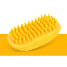 Taeku Dog Bath Brush, Rubber Shampoo Grooming Pet Brush Soft Shedding Bathing Hair Accessories Back Massage Cat Brush for Long Short Fur (Orange)