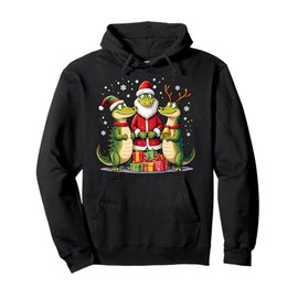 Cute Christmas Alligators in Santa and Reindeer Costumes Pullover Hoodie
