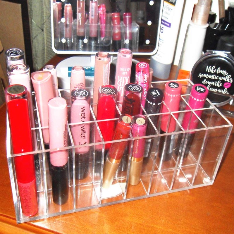 BBDOU Acrylic Lip Gloss Holder Organizer, Lipstick Holder, 24 Slots