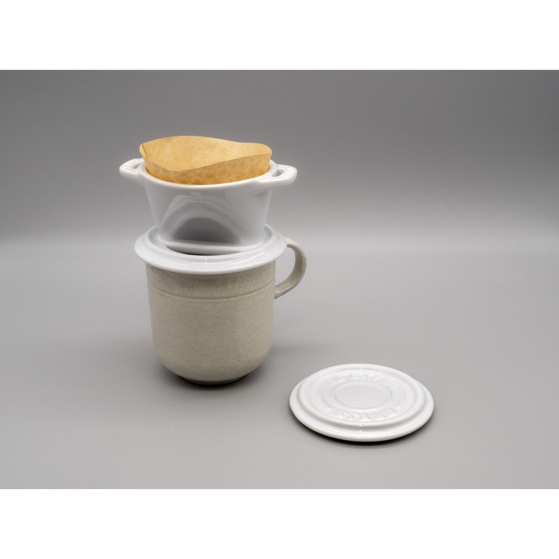 Staub 40508-535 Coffee Dripper Glossy White Ceramic Coffee Dripper 1-2
