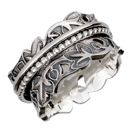 Energy Stone Joy & Overflow - Sterling Silver Spinner Ring (Style UK74), Metal, No Gemstone