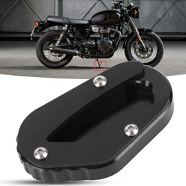 KIMISS Motorcycle Kickstand Pad, Motorcycle Side Stand Enlarge Pad Kickstand Extension Fit for Triumph Bonneville T100 / T120, black