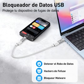 Genérico Bloqueador Datos USB C (Paquete de 3), Adaptador de Escudo Privacidad Anti-hackeo, Protector de Privacidad USB Tipo C para Móvil, Portátil y PC En Estaciones Carga Públicas, Solo para Carga
