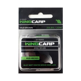KINGCARP - 20m Spool of Coated HookLink Braid (20lb Breaking Strain Line) Abrasion Restistant Anti Tangle Removeable Skin - For Making Fishing Hook Link Rigs (Mud Brown) [13-102002]