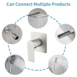Shower Valves Wall Mount Shower Faucet Rough-In Valve Bathroom Trim Kit Single Handle Tub Shower Valve Mixer Brushed Nickel