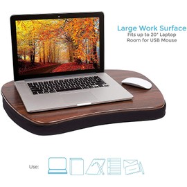 Sofia + Sam Oversized Lap Desk with Memory Foam Cushion | Wood Top and Large Size | Fits Laptops Up to 17" | | Brown and Black | Portable Home Office Stand | Work from Home