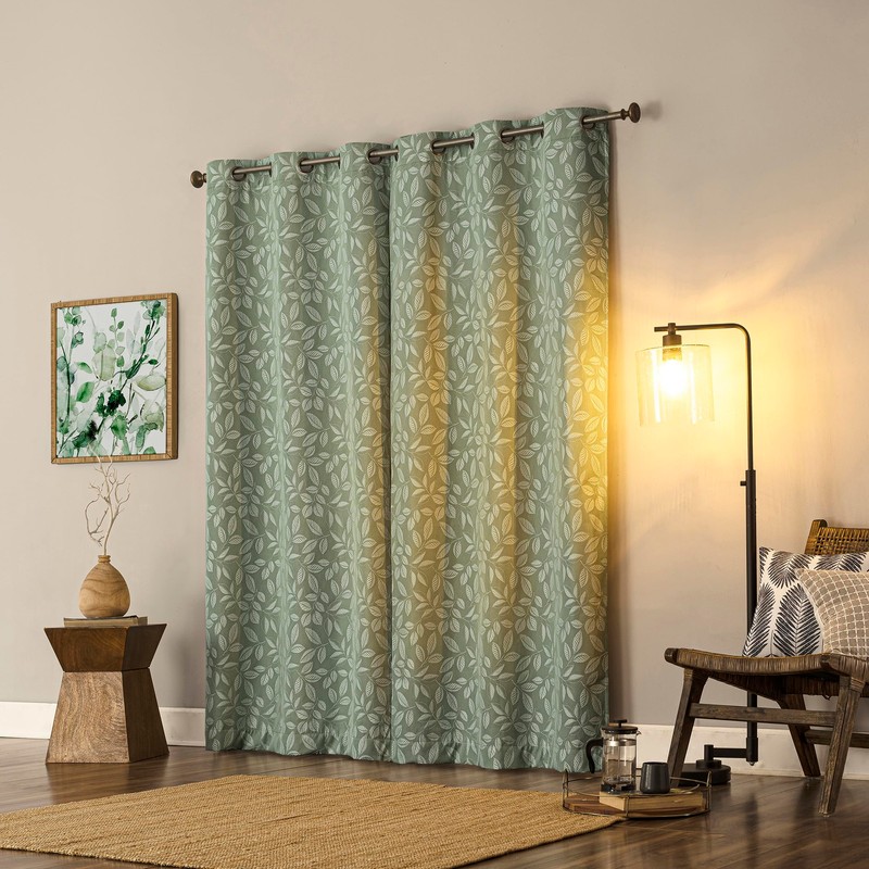 Sun Zero Satti Embroidered Leaf 100% Blackout Grommet Curtain Panel,