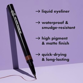 e.l.f. H2O Proof Eyeliner Pen, Felt Tip, Waterproof Liquid Formula, Jet Black, 0.02 Fl Oz (0.7mL)