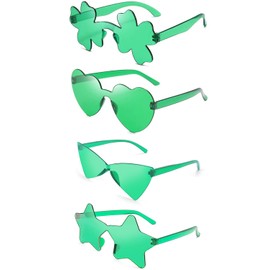 LENOAPHYS 4PCS St. Patricks Day Shamrock Sunglasses Shamrock Glasses Clover Eyewear St Patricks Day Accessories for Women St Pattys Accessories Decorations Party Favor Packs