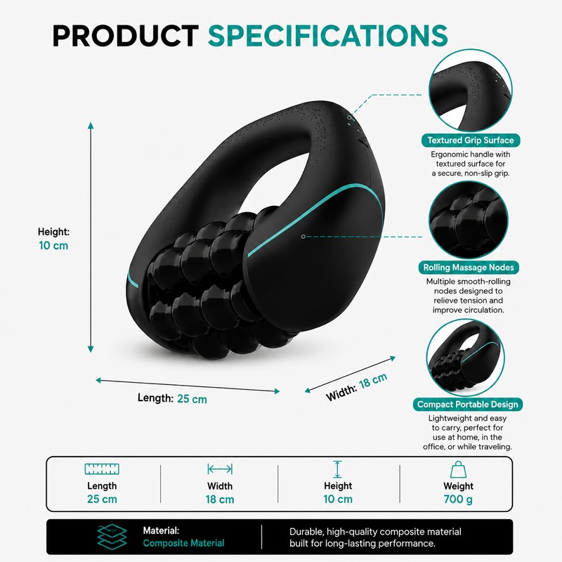Mini Percussion Massager for Full-Body Relaxation – Rechargeable 3-Speed Rolling