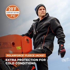 RefrigiWear PolarForce Hybrid Water-Repellent Insulated Fleece Jacket, (Black, Large)