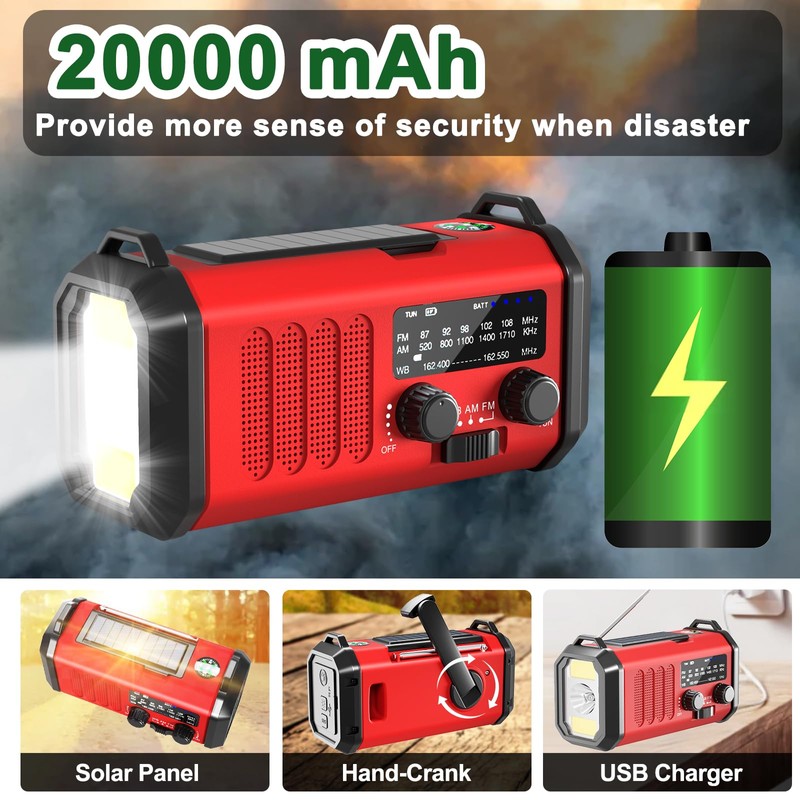 Leaton Emergency Radio NOAA Weather Radio Hand Crank & Solar