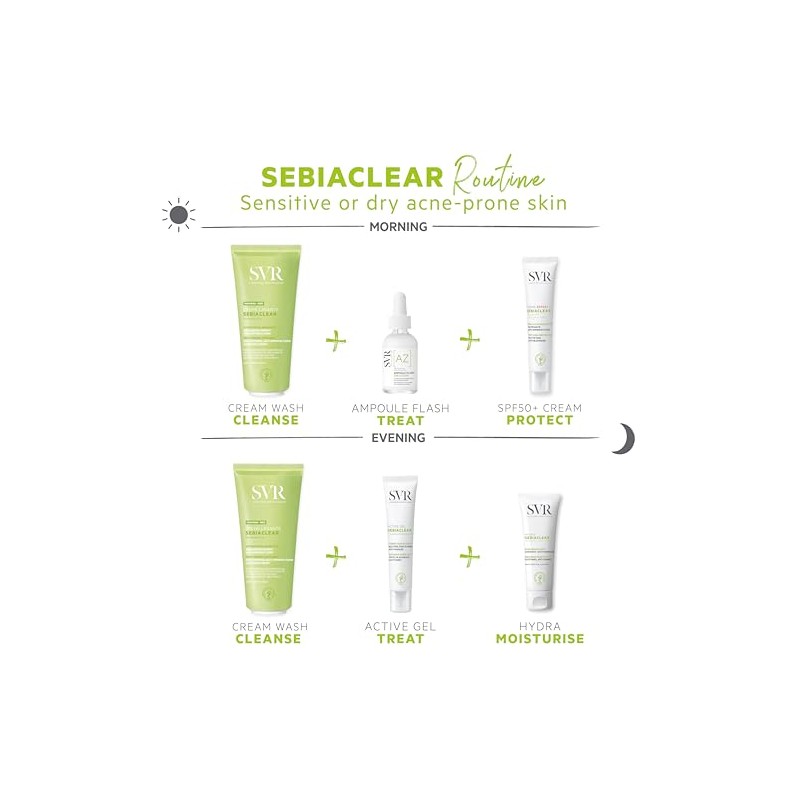 SVR Sebiaclear Creme Lavante, Crema Limpiadora para Piel Grasa y/o