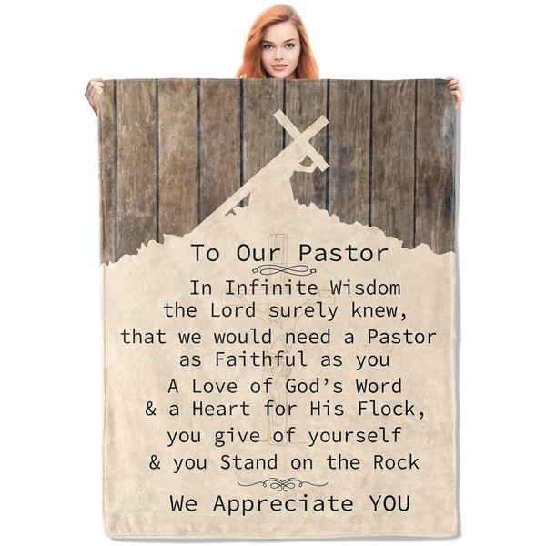 VANZEV Pastor Appreciation Blanket, Religious Fleece Throw with Inspirational Quote