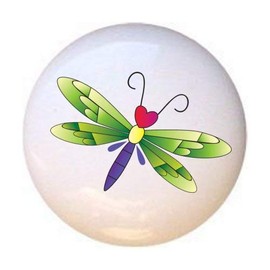 Dragonfly #800 KNOB - 1.5" Decorative Glossy Ceramic Dresser Drawer PULLS Cabinet Cupboard KNOBS