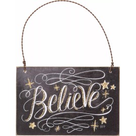 PBK NEW!~Christmas Wood Ornament Sign~"Believe"