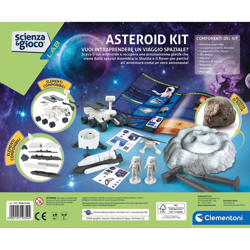 Clementoni - Science Lab Asteroid Science 7 Years, Excavation Kit,