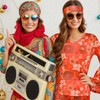 SlowTon 70s Disco Outfits for Women (Orange, Small)