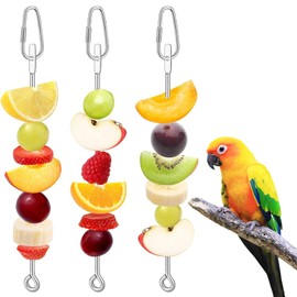 3 Pieces Stainless Steel Budgies Food Holder Stainless Steel Vegetable Hanging Food Toy Budgie Food Holder for Birds, Animals, Parrots, Budgies for Foraging