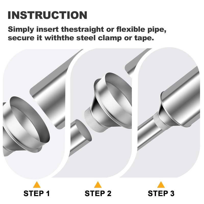 4" to 3"Round Duct Reducer Crimp Enlargement Adapter for Ventilation