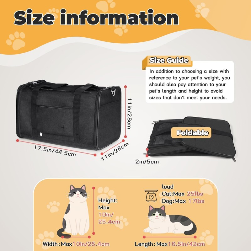 YUDODO 25 lbs Lightproof Soft Sided Large Cat Carrier for