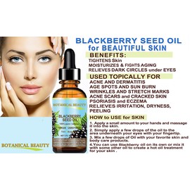 BLACKBERRY SEED OIL 100% Pure Natural Virgin Unrefined Cold Pressed Undiluted Carrier Oil. 4 Fl. oz -120 ml. Skin, Body, Hair Care.