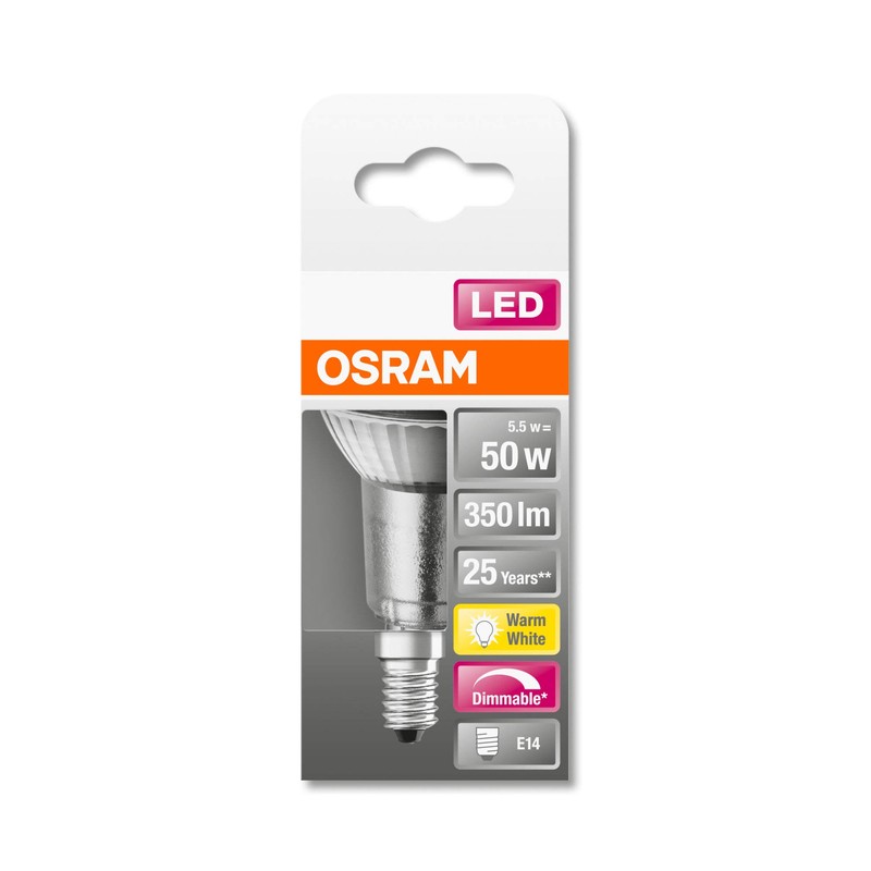 OSRAM Dimmable PAR16 LED Reflector Lamp with E14 Socket, Warm