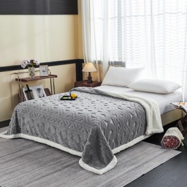 Large Bohemian Bed Blanket 80'' × 90'', Light Grey