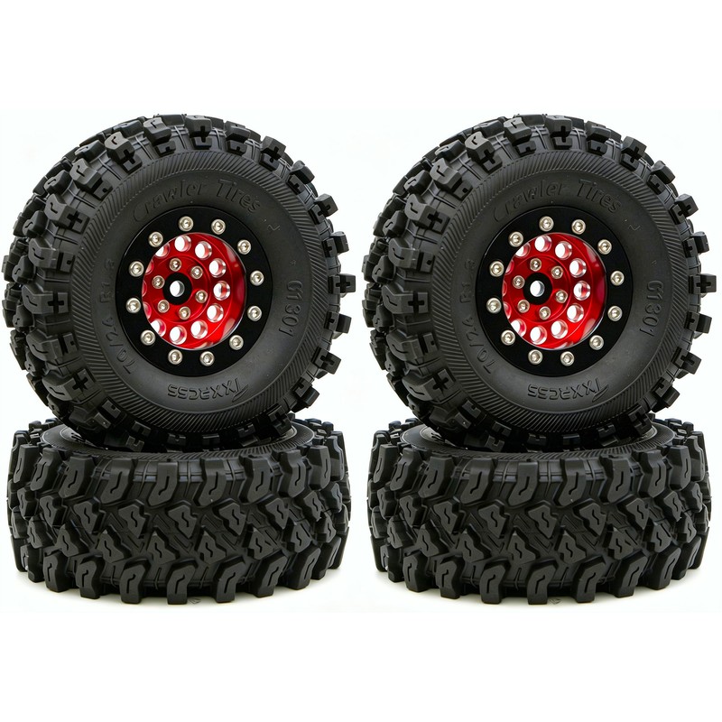 TxxRcss Brass & Aluminum 1.3 Beadlock Wheel Tires Set for