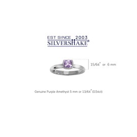 Silvershake Genuine Cushion Cut Amethyst 925 Sterling Silver Stack Stackable Solitaire Ring Size 10