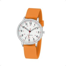 Nurse Watch for Women: Waterproof, Analog with Second Hand, Silicone-banded – Ideal for Nursing Professionals. - Color: ORANGE