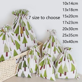 DAHI 12pcs Cotton Drawstring Bags Christmas Bags Christmas Drawstring Gift Bags ca.20 * 30cm Xmas Gift Bags Jute Bags Cotton Bag for Jute Burlap Gift Bag(green, 20 * 30)