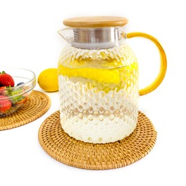 Handmade Rattan Pot Holder, Non-Slip, Durable, Heat Resistant Hot Pads, Perfect Modern Home Decor, Heat Resistant Coasters, Cup Insulation Mat (Φ18 cm, Pack of 4)