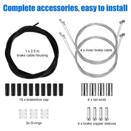 26 Piece Bicycle Brake Cable Set, Brake Cable Bicycle, Rear Brake Cable, Bowden Cable Bicycle Brake, Brake Cable Bicycle with End Sleeves and Cover, Construction Cable Bicycle Brake for Mountain Bike,