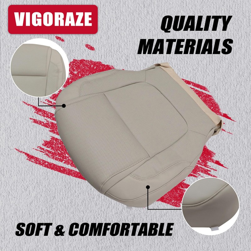 Vigoraze Driver Bottom Replacement Leather Seat Cover Light Gray #CL