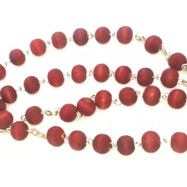 Pope John Paul II Rose Scented Wood Rosary Beads and Box, Made in Italy