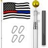 G128 Combo Pack: 16 Ft Telescoping Aluminum Flagpole (Silver) &