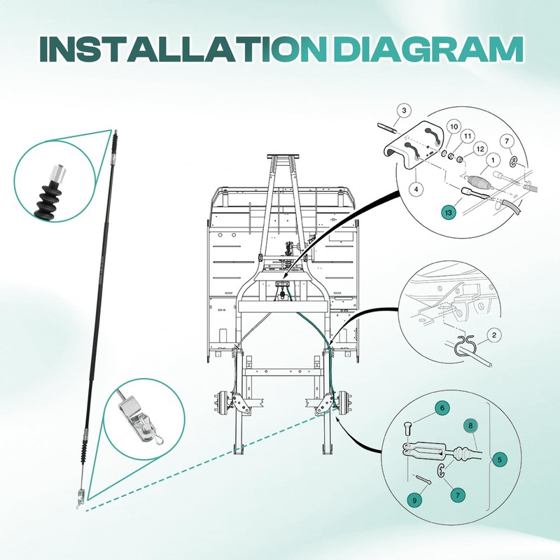 Drive-up Club Car DS Brake Cable Kit Stainless Steel Core