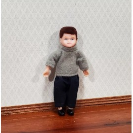 Town Square Miniatures Dollhouse Boy Doll Modern Young Brother Vinyl 1:12 Scale Removable Clothes