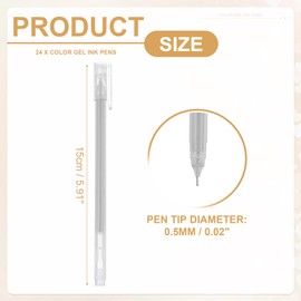 PATIKIL 24 Pcs Colored Gel Pens, 0.5mm Fine Point Pastel Gel Pens High Light Ink for DIY Projects Painting Journaling Notebook Black Paper Drawing, 15cm Length Silver Ink