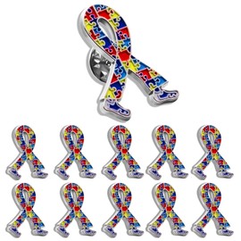 YYDSPin Pack of 12 Autism Awareness Ribbon Walking Lapel Pins Bulk– Autistic Puzzle Autism/Asperger’s Spectrum Disorder ASD Support Love Pins