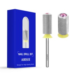 AIRSEE Tungsten Carbide Acrylic Nail Drill Bit Efile Electric File Machine Head Tip for Manicure Polishing Art Remove Gel 3/32" 2 Way Beginner Safety Pink Crystal Top Barrel Fine-XF