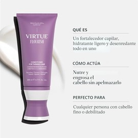VIRTUE Acondicionador Flourish para cabello fino o adelgazante, producto de crecimiento del cabello sin sulfato, desenreda y espesa, seguro para el co