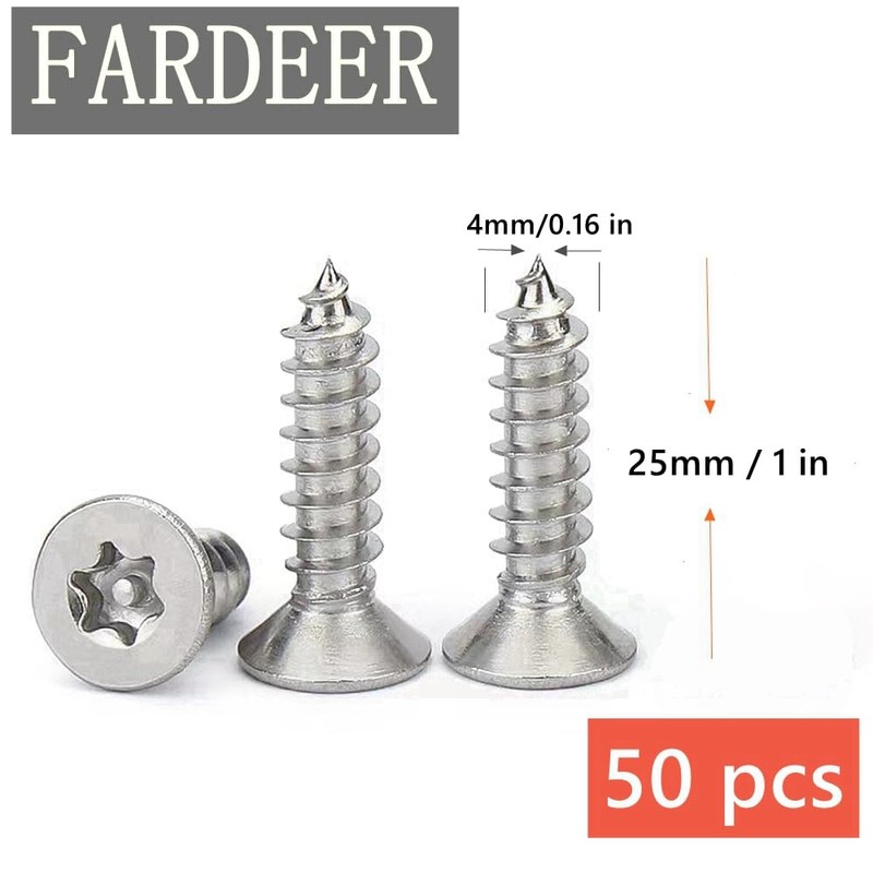 FarDeer Stainless Steel Flat Head Self-Tapping Screws M4/M5 Security Sheet