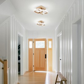 EIDEARAY LED Motion Sensor Ceiling Light Indoor, 22W Cold White 6000K Ceiling Light, Square Design Sensor Light,24 * 20 * 9CM，Suitable for Garages, Hallway, Aisle, Porch, Corridor，Entrance (Gold)