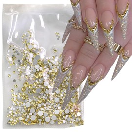 Nail Charms Gold Nail Rhinestones Nail Art Charms for Acrylic Nails Flatback Gold Design Shiny Diamonds Nail Gems and Nail Jewelry Cute Nail Charms for Women and Girls DIY Manicure Decoration